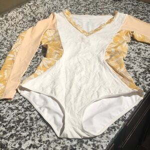 Seea Women's One Piece Swimsuit - White and Yellow